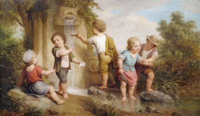 Playing Children at a Spring by Unbekannt Unbekannt
